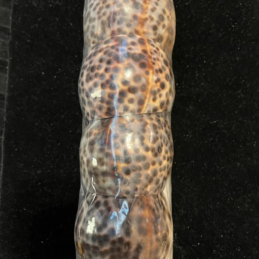 Vintage Tiger Cowrie Sea Shell NAPKIN RING Holders SET of 6 Natural Brown Black